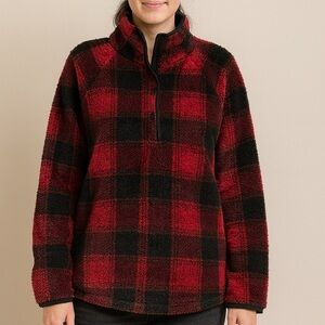 ❤️Red Black Plaid Maurices Sherpa Pullover